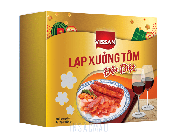 Mẫu hộp giấy đựng lạp xưởng tôm