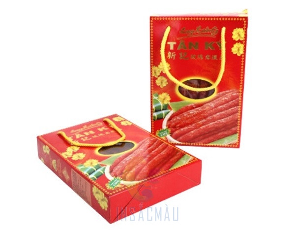 Hộp giấy đựng lạp xưởng có cửa sổ kính trong suốt