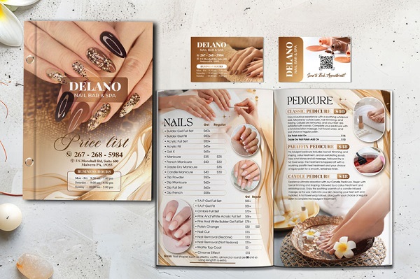 Các kích thước menu nails phổ biến