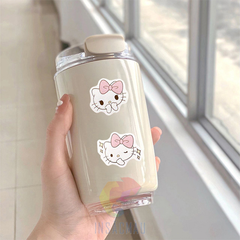 Mẫu sticker hello kitty dán ly nước