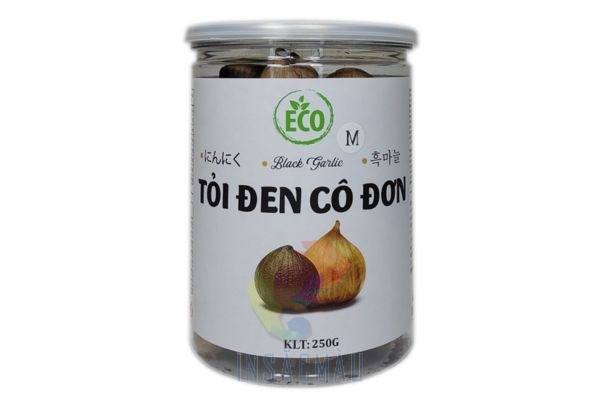 Mẫu tem dán hộp tỏi đen thiết kế đơn giản, thu hút