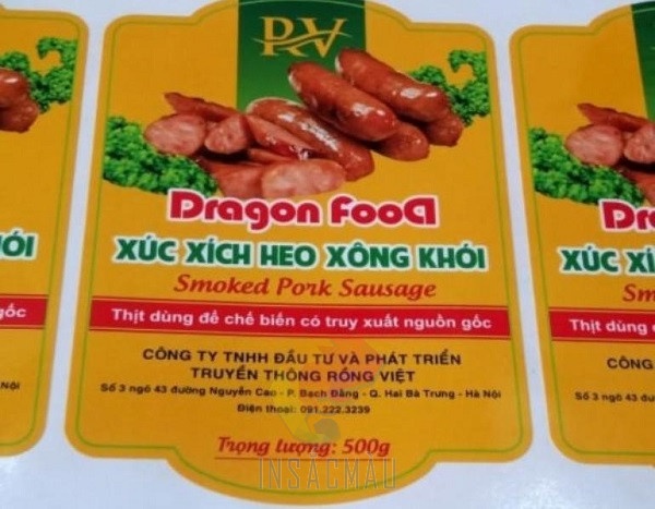 Mẫu tem nhãn xúc xích thiết kế theo yêu cầu