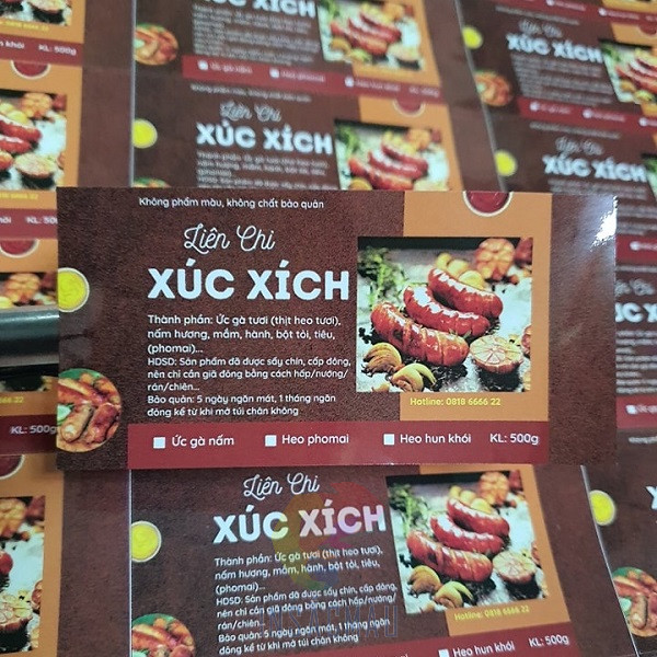 Mẫu tem nhãn dán xúc xích