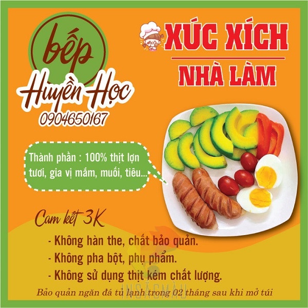 Mẫu tem nhãn xúc xích nhà làm