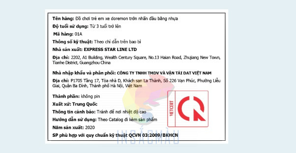 Chất liệu in tem nhãn phụ đồ chơi