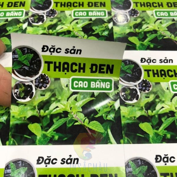 Mẫu tem nhãn thạch đen bằng decal nhựa sữa