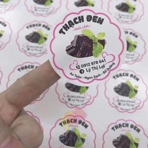 Mẫu tem nhãn thạch đen đẹp
