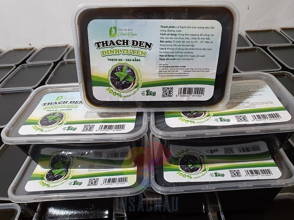 Mẫu tem nhãn dán nắp hộp thạch đen