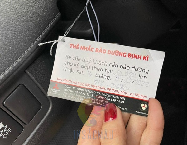 Mẫu thẻ nhắc bảo dưỡng xe ô tô