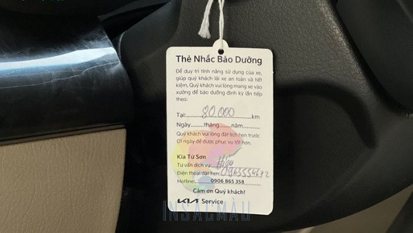 Mẫu thẻ nhắc bảo dưỡng xe thiết kế dáng đứng