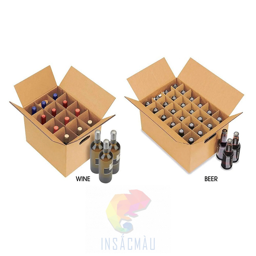 Mẫu thùng carton có vách ngăn đựng rượu vang