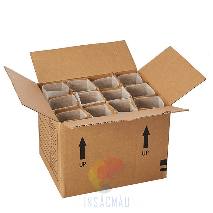 Mẫu thùng carton có vách ngăn đựng chai lọ