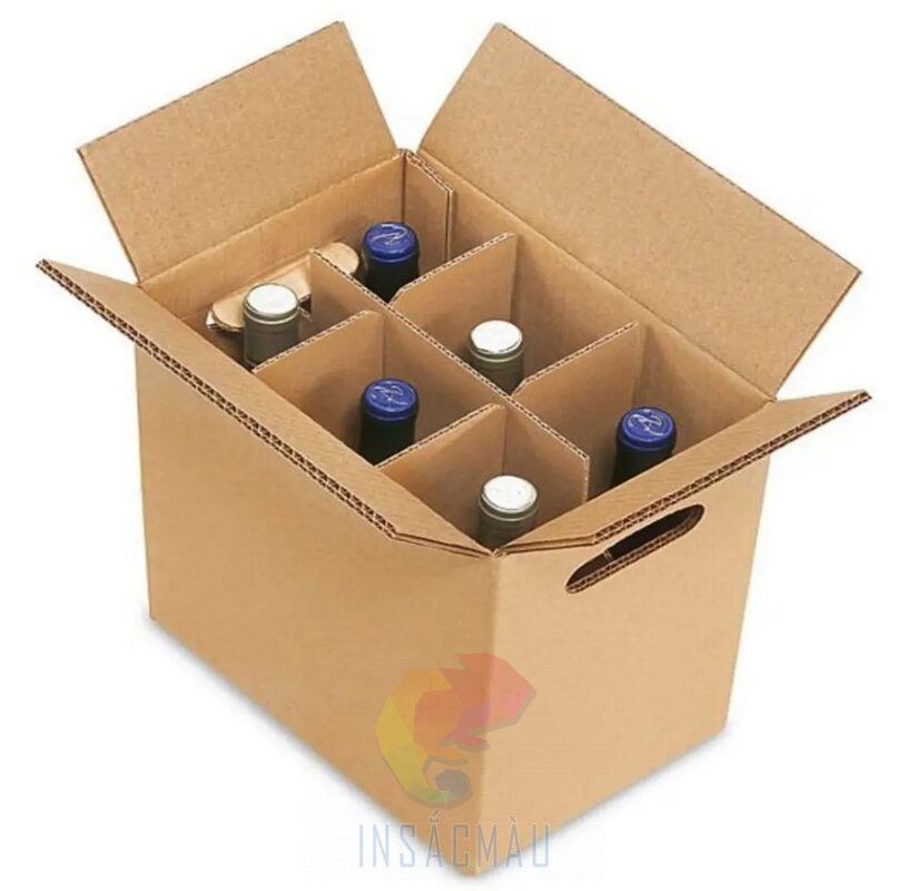 Mẫu thùng carton vách ngăn có lỗ xách thùng
