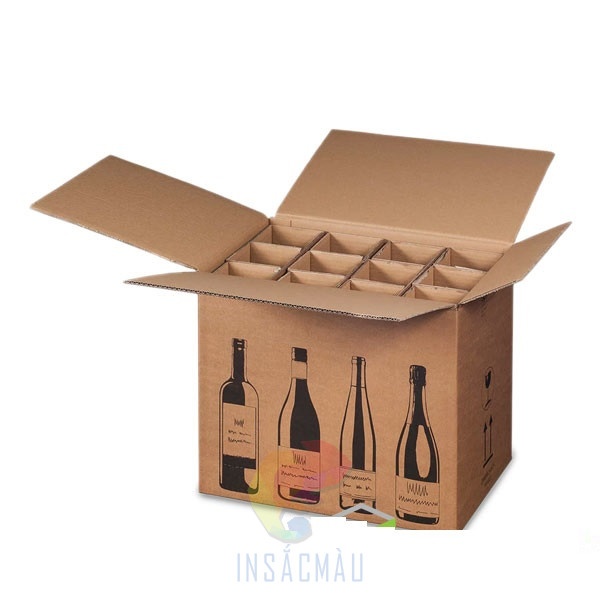 Mẫu thùng carton có vách ngăn đựng chai thủy tinh