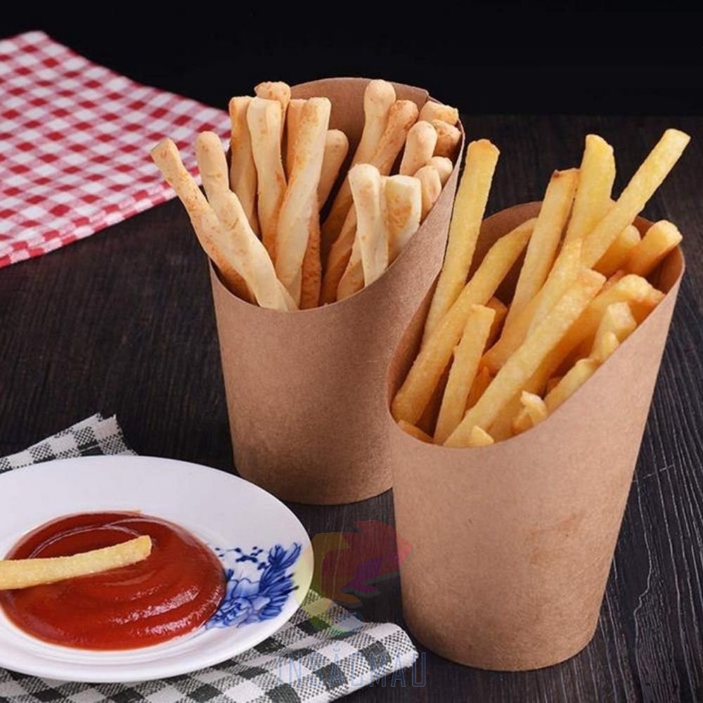 Mẫu hộp giấy đựng khoai tây chiên hình trụ tròn