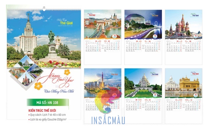 Mẫu lịch treo tường độc quyền chủ đề danh lam thắng cảnh