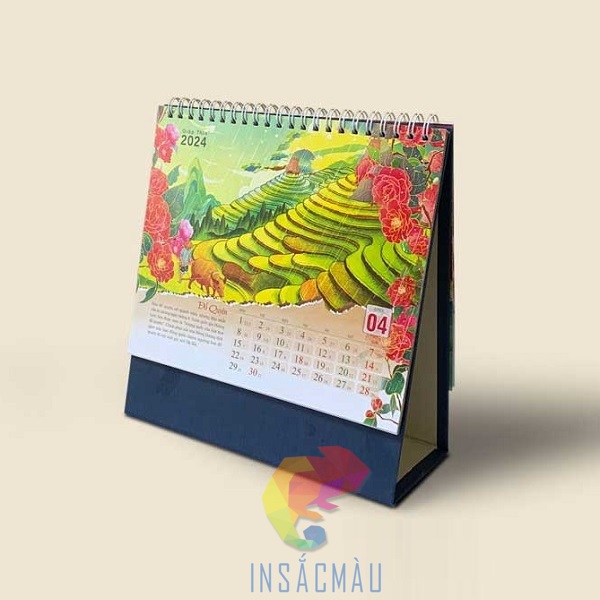 Mẫu lịch để bàn chữ A chủ đề phong cảnh