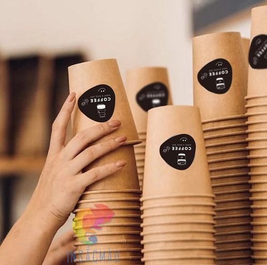 Mẫu tem dán ly cà phê giấy