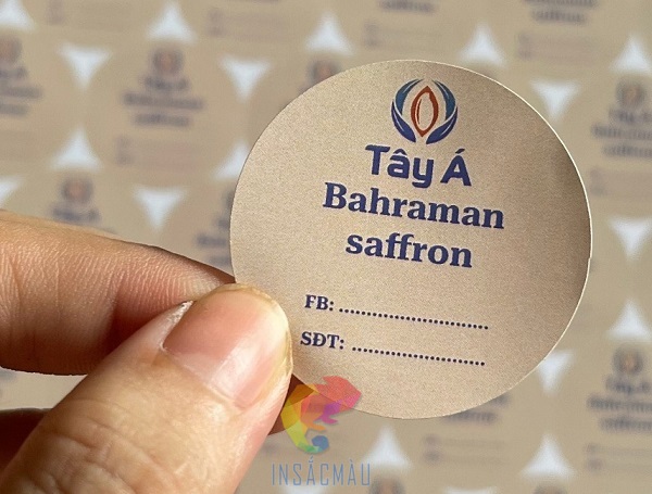 Mẫu tem nhãn saffron bằng giấy kraft