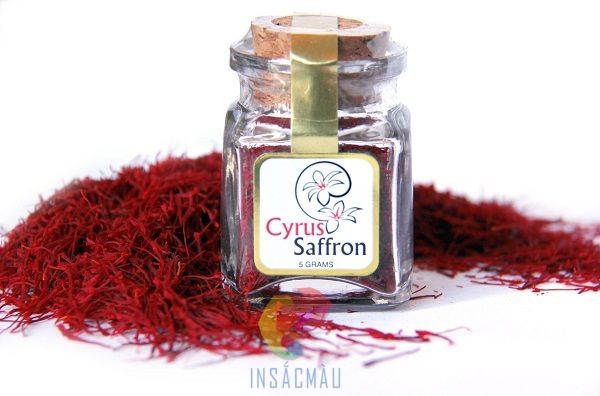 Mẫu tem nhãn saffron hình vuông có đuôi dán nắp đậy