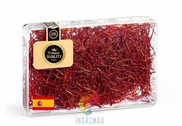 Mẫu tem nhãn saffron hình chữ nhật có đuôi