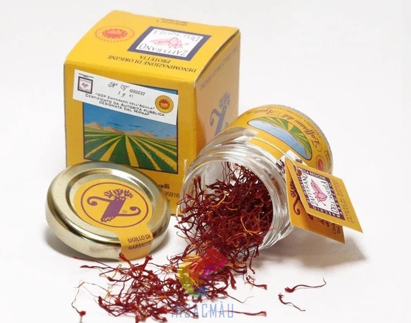 Mẫu tem nhãn saffron tông vàng thu hút