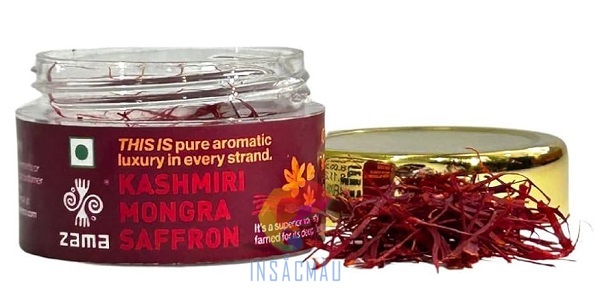 Mẫu tem nhãn saffron hình chữ nhật dán thân hũ