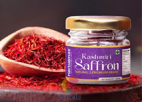 Mẫu tem nhãn dán thân hũ saffron màu tím thu hút