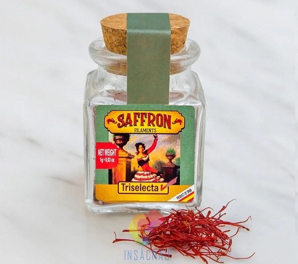 Mẫu tem nhãn saffron có đuôi niêm phong nắp hũ