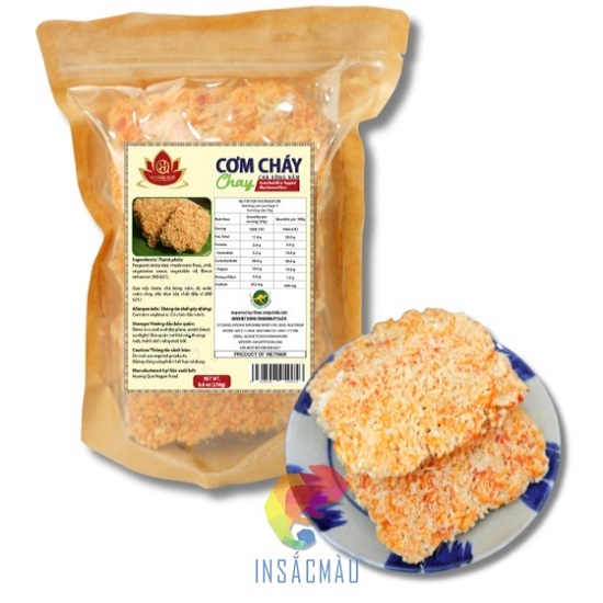 Mẫu tem nhãn dán cơm cháy túi zip