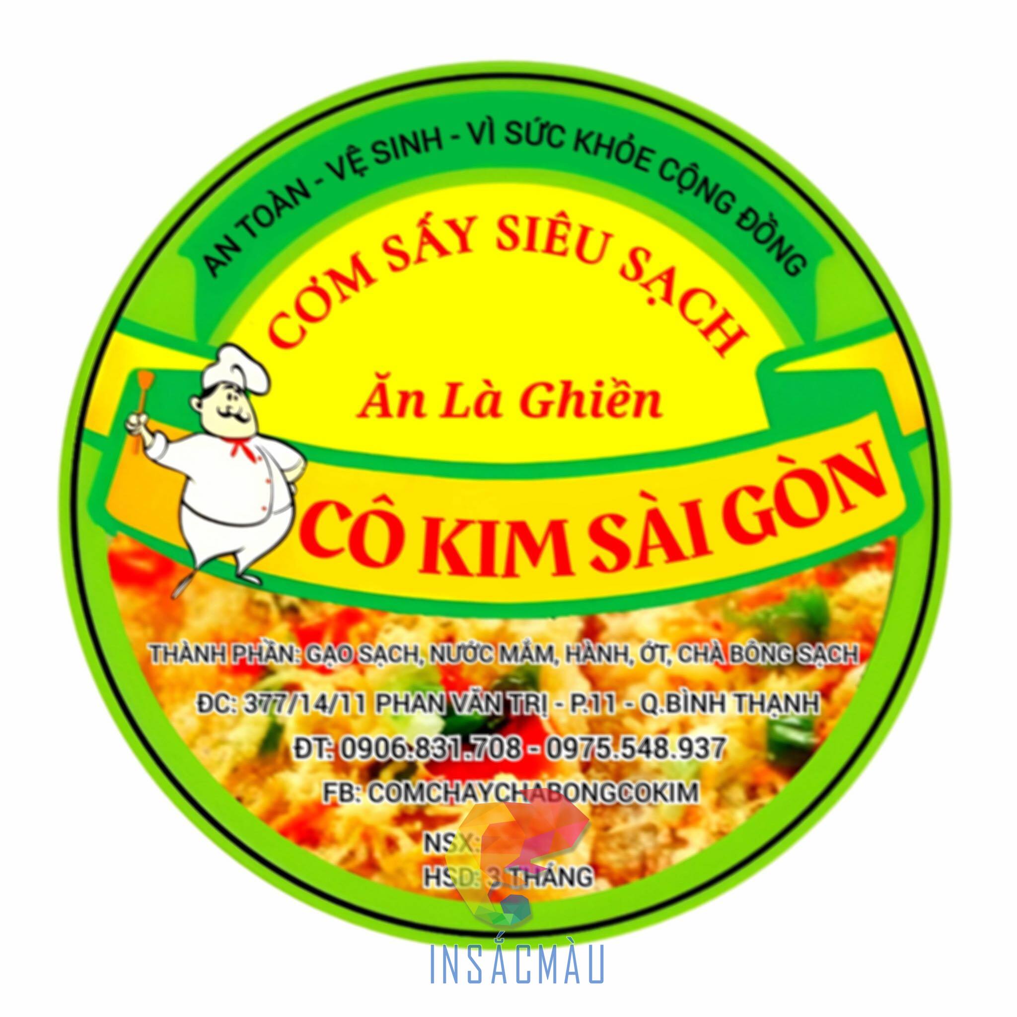 Mẫu tem nhãn cơm cháy thiết kế ấn tượng