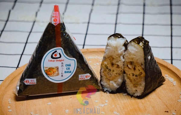 Mẫu tem nhãn cơm nắm hình tròn khuyết