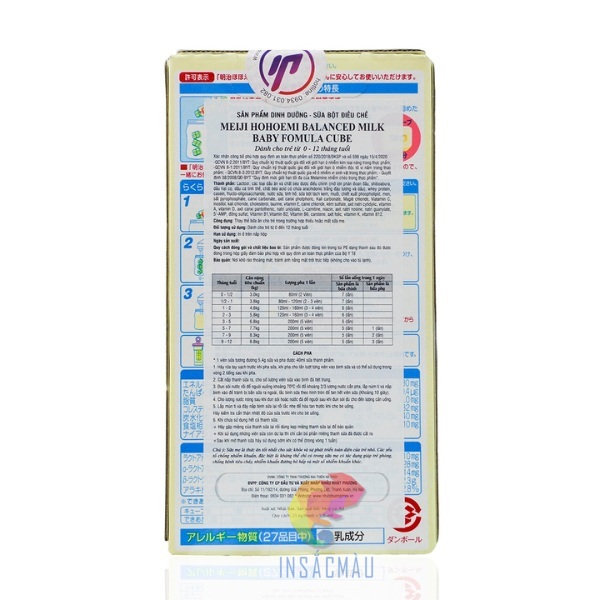 Mẫu tem nhãn phụ sữa bột hình chữa nhật