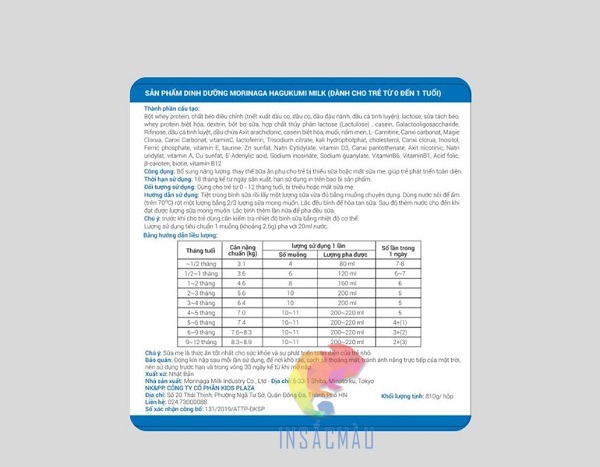 Mẫu tem phụ sữa bột hình vuông