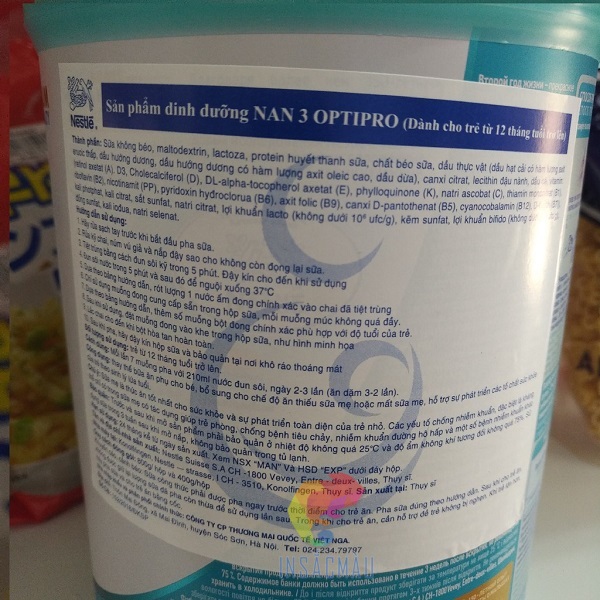 Những thông tin nào bắt buộc phải có trên tem phụ sữa bột?