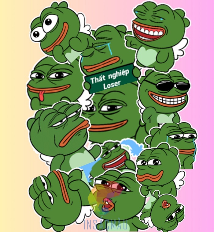Các mẫu sticker con ếch xanh hài hước