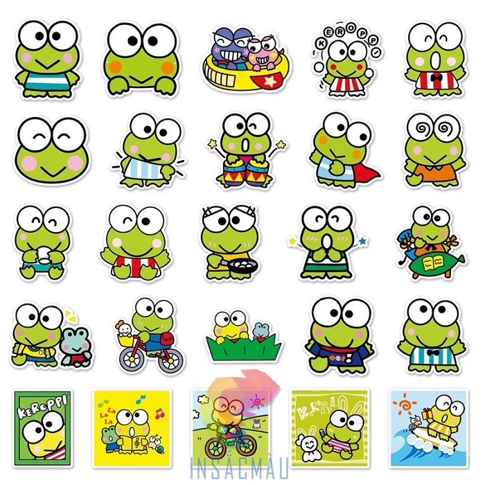 Mẫu sticker con ếch xanh dễ thương, đáng yêu