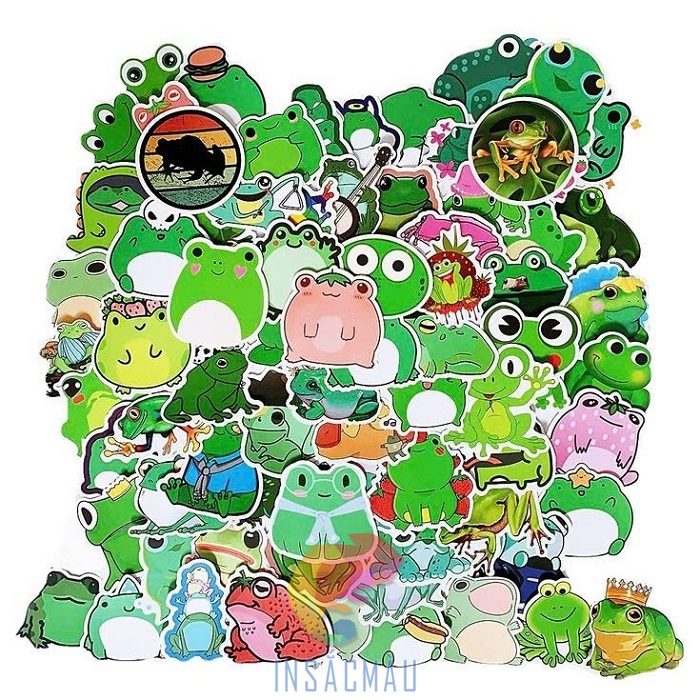Mẫu sticker con ếch xanh cute, nghộ nghĩnh