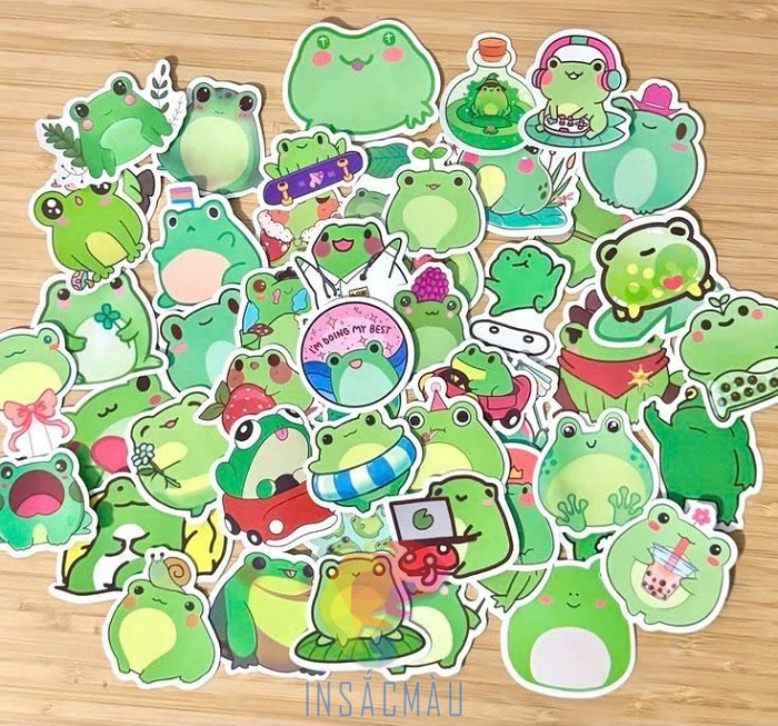 Mẫu sticker con ếch xanh đáng yêu