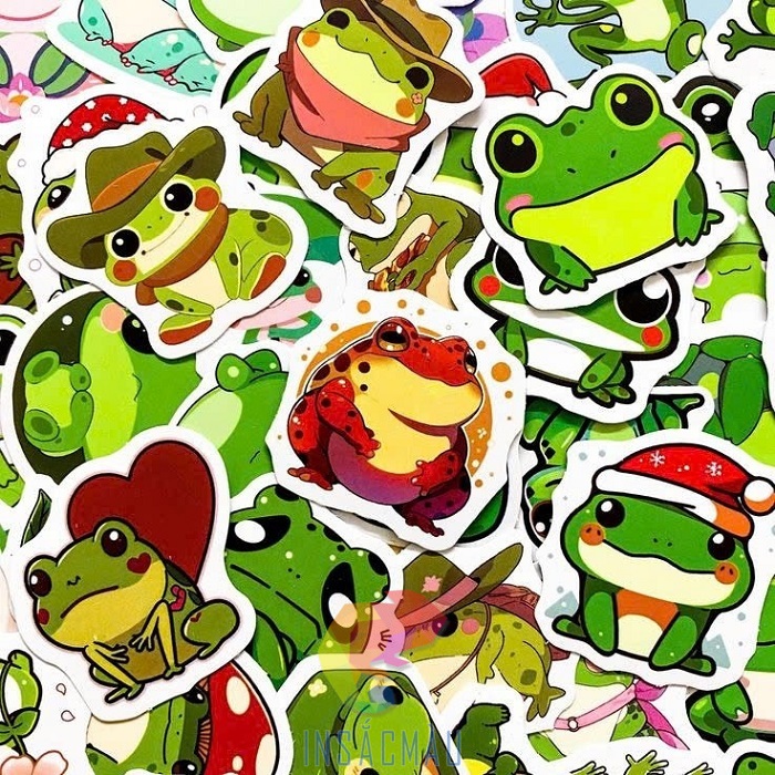 Mẫu sticker con ếch xanh đáng yêu, độc đáo đầy ấn tượng