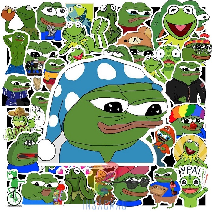 Mẫu sticker con ếch xanh biểu cảm hờn dỗi cute