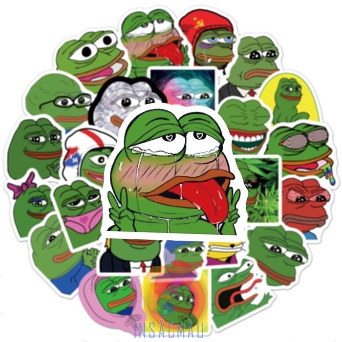 Mẫu sticker ếch xanh biểu cảm cute