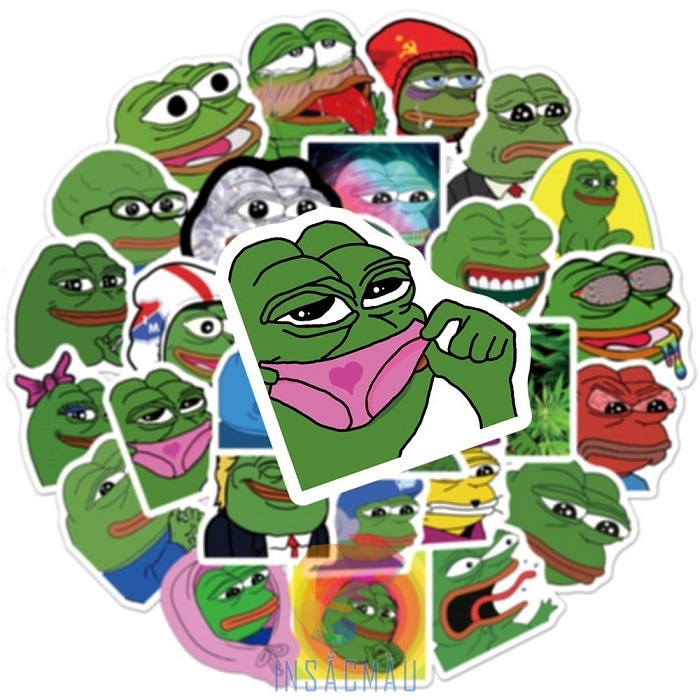 Mẫu sticker con ếch xanh biểu cảm đa dạng, hài hước