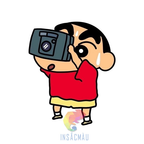 Mẫu sticker cậu bé bút chì chụp ảnh