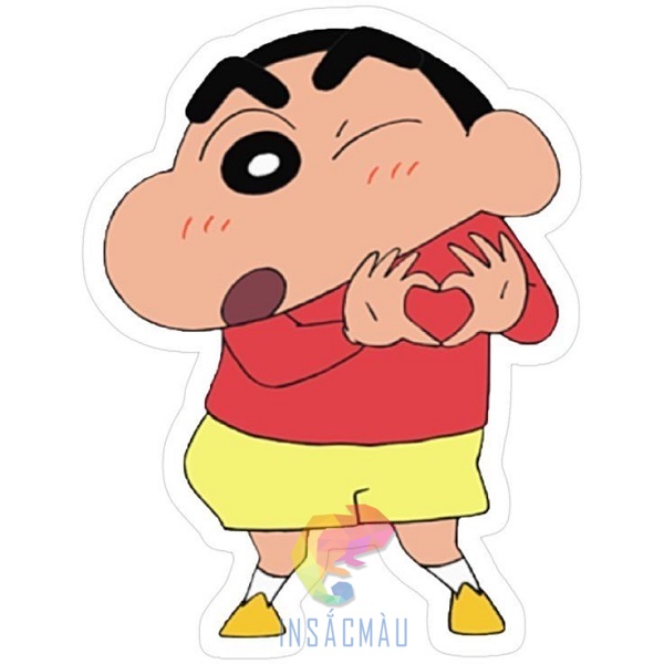 Mẫu sticker cậu bé bút chì tạo dáng trái tim