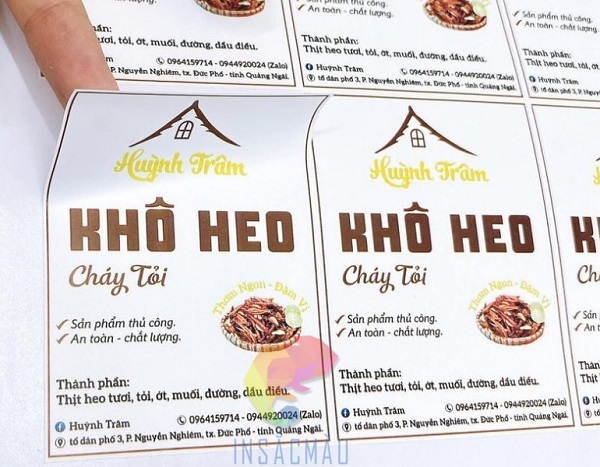 Mẫu tem nhãn khô heo hình chữ nhật