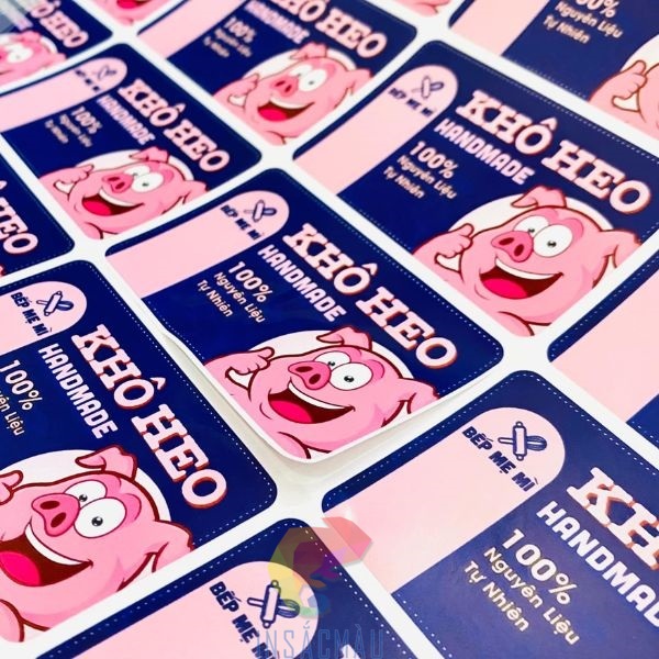 Mẫu tem nhãn khô heo bằng decal nhựa