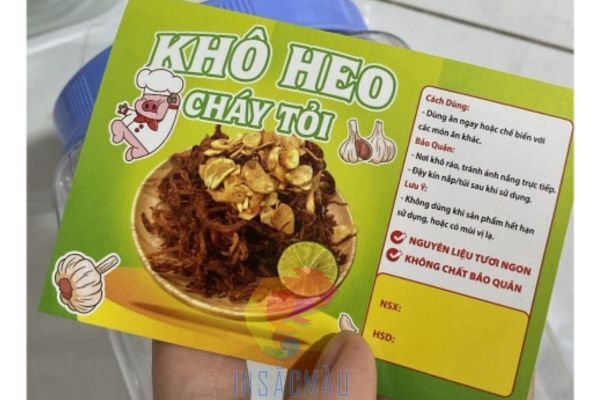 Mẫu tem nhãn khô heo bằng giấy, cán màng