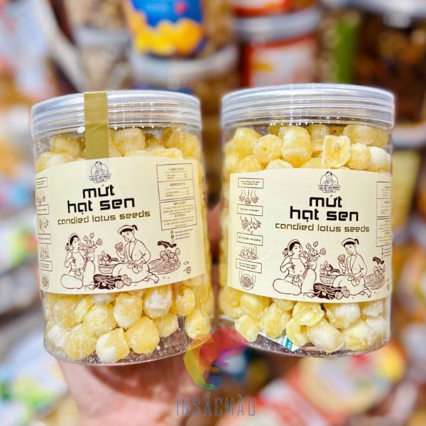 In Tem Nhãn Mứt Hạt Sen 21 Quy cách in tem nhãn mứt hạt sen tại In Sắc Màu
