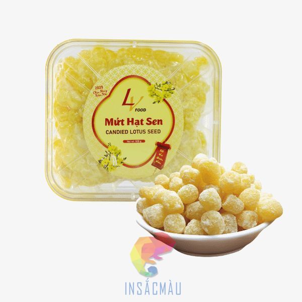 Mẫu tem nhãn mứt hạt sen hình elip